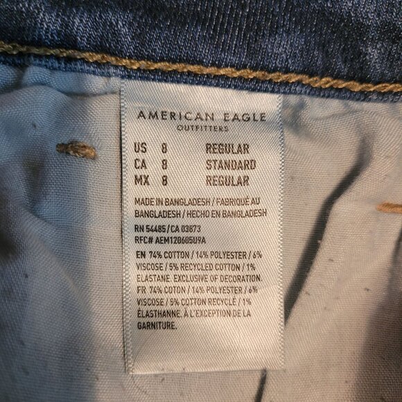 American Eagle Mom Jeans 8 R High Rise Medium Wash Stretch Denim - Picture 6 of 11